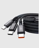 3’ü 1 Arada Şarj Kablosu Type-C iOS Android Uyumlu Hızlı ve Güvenli Şarj thumbnail 2