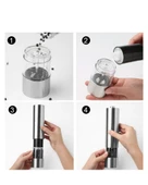 Elektrikli Baharat Öğütücü Pilli Paslanmaz Çelik Otomatik Tuz Karabiber Değirmeni thumbnail 3