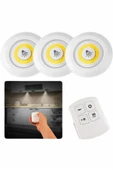 Dolap Işığı Mutfak Rafı Işığı Uzaktan Kumandalı 3 Lü Spot Led Lamba thumbnail 1