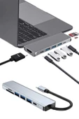 Usb Type-c Hub Dönüştürücü Çevirici Çoklayıcı Macbook Çevirici 8 Portlu thumbnail 3