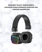 Kablosuz RGB Işıklı Katlanabilir Bluetooth Kulak Üstü Kulaklık thumbnail 1