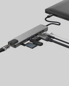 Alüminyum Kasalı MacBook USB-C Hub – 4K HDMI, USB 3.0, SD/TF Kart Girişi, PD Şarj Desteği thumbnail 4