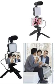 Telefon Tutucu Led Işıklı Kumandalı Mikrofon Telefon Vlog Video Kayıt thumbnail 2