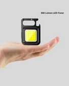 Mini 800 Lümen LED El Feneri – USB Şarjlı, 3 Kademeli Işık, Şişe Açacaklı Taşınabilir Tasarım thumbnail 3