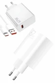 Beyaz Ultra Plus Hızlı Şarj Seti Şarj Adaptörü ve Kablosu 67W thumbnail 3