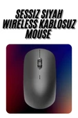 Kablosuz Bağlantı Yüksek Hassasiyetli Kablosuz Wireless Siyah Mouse thumbnail 2