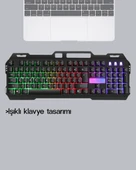 RGB Aydınlatmalı Klavye Mouse Seti – USB Bağlantılı, Türkçe Q, Ayarlanabilir DPI, Ergonomik Yapı thumbnail 3