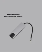 USB‑C Çoklu Bağlantı Merkezi – 5 Gbps, 100‑240 V, Sağlam Eloksal Tasarım thumbnail 2
