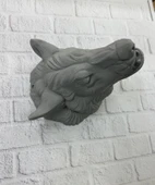 Asılabilir Gri Kurt Heykeli Ev Ofis Duvar Süslemesi Dekoratif thumbnail 3