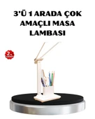 Kalemlik ve Telefon Standlı Masa Lambası – Kısılabilir LED Işık, Göz Dostu Tasarım thumbnail 1