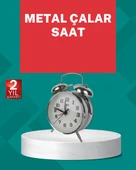 Dekoratif Gümüş Işıklı Alarmlı Masa Saati Sessiz Mekanizma thumbnail 1