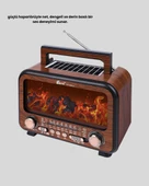 Şömine Efektli Solar Hoparlör Bluetooth 5.3 Radyo AUX USB TF Destekli thumbnail 2