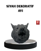 3D Siyah Ayı Başı Duvar Süsü Özel Tasarım Dekoratif Heykel 25x19 cm thumbnail 1