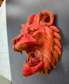 Dekoratif Asılabilir Aslan Başı 3D Duvar Heykeli Gold Red 20x21 cm thumbnail 4