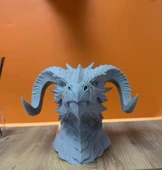 3D Ejderha Başı Heykeli Koleksiyonluk Dekoratif Figür 22x17 cm thumbnail 4