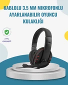 Kırmızı Gaming Kulaklık Stereo Mikrofonlu Dayanıklı Örgü Kablolu thumbnail 1