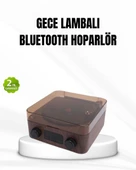Bluetooth Hoparlörlü Gece Lambası Dijital Saat ve Ambiyans Işığı Çok Amaçlı thumbnail 1
