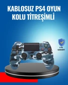 Bluetooth Kablosuz PS4 Gamepad Çift Motorlu Siyah Controller thumbnail 1