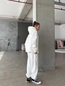 3 iplik şardonlu Lastik paça eşofman beyaz p510439 thumbnail 5