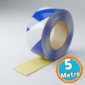 Reflektörlü Bant 5cm x 10 Metre Mavi Beyaz Gece Görünürlüğü Artıran Güçlü Yapışkanlı Güvenlik Uyarı Şeridi thumbnail 1