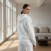 BİÇOMİ 3 iplik şardonlu kapşonlu hoodie frm beyaz p510437 thumbnail 2