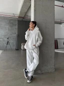 3 iplik şardonlu Lastik paça eşofman beyaz p510439 thumbnail 3