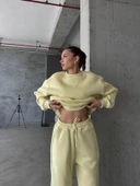 3 iplik şardonlu Lastik paça eşofman sarı p510439 thumbnail 2