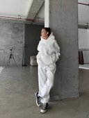 3 iplik şardonlu Lastik paça eşofman beyaz p510439 thumbnail 4