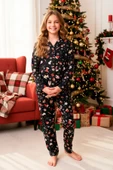 Kız Çocuk Yeni Yıl Temalı Pijama Takımı-%100 Pamuk Süet -12450 thumbnail 1