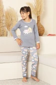Kız Çocuk %100 Pamuk İnterlok Kumaş Pijama Takımı 11-15 Yaş 12448 thumbnail 7