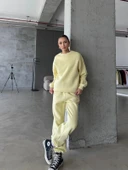 3 iplik şardonlu Lastik paça eşofman sarı p510439 thumbnail 3