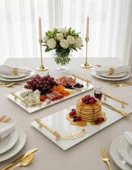 Dekoratif Aynalı Yaprak Desenli Sunum Tepsisi, Çay Tepsisi ,lüx Çay Tepsisi thumbnail 1