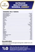 Nutraxin Multivitamin Mineral Energy Complex 60 Tbl - Magnezyum, Taurin, Kolin, Panax Ginseng, Q10 thumbnail 2