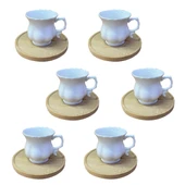 Bambu Tabaklı Porselen Kahve Takımı – 6 Kişilik thumbnail 3