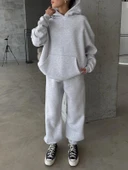 3 iplik şardonlu Lastik paça eşofman gri p510439 thumbnail 2