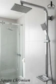 Chromium Serisi Kare Model Lüks Duş Takımı El ve Tepe Duş Başlığı Spiral Hortum thumbnail 1