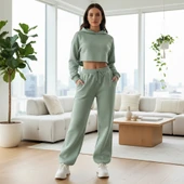 BİÇOMİ 3 iplik şardonlu Lastik paça eşofman mint p510439 thumbnail 1