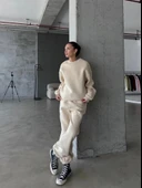 3 iplik şardonlu Lastik paça eşofman bej p510439 thumbnail 3