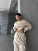 3 iplik şardonlu Lastik paça eşofman bej p510439 thumbnail 2