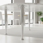 Krom Gümüş 4 ADET Metal Sehpa Masa Ayağı 41 cm Oynar Taban Dayanıklı Mobilya Destek Yükseltici Ayak thumbnail 6