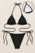 Kadın Siyah Yandan ve Boyundan Bağlamalı Bikini Mayo Takımı thumbnail 3