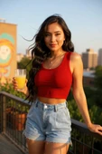 Kadın Kırmızı Kare Yaka Crop Top Bluz - Şık, Rahat ve Kolay Kombinlenebilir thumbnail 1
