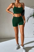 Kadın Yeşil Şortlu Kaşkorse Gecelik Takım - Modern, Konforlu ve Günlük Kombinlere Uygun thumbnail 3
