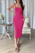 Kadın Fuşya Yırtmaçlı Diz Altı Vücüdu Saran Gecelik thumbnail 6