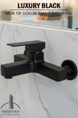 Banyo Bataryası Pirinç Döküm Lüks Ağır Siyah Renk Kare Duş Musluğu thumbnail 1