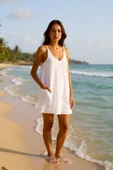 Kadın Beyaz Mini Cepli Tulum Plaj Elbisesi - Şık, Rahat ve 4 Mevsim Kullanıma Uygun thumbnail 6