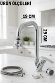 Mutfak Bataryası Köşe Boru Krom Renk Tasarruf Başlıklı Eviye Musluğu Musluk Armatür thumbnail 2