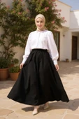Kadın Siyah Double Kumaş Beli Lastikli Cepli Etek thumbnail 2