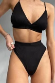 Kadın Siyah Yüksek Bel Dolgusuz Slip Takım - Modern, Konforlu ve Günlük Kombinlere Uygun thumbnail 6