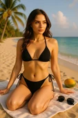 Kadın Siyah Yandan ve Boyundan Bağlamalı Bikini Mayo Takımı thumbnail 2
